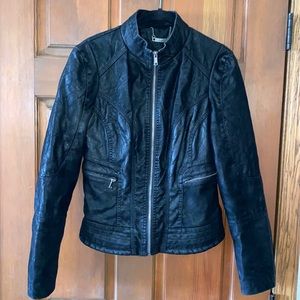BLACK WARM LEATHER JACKET- SIZE SMALL